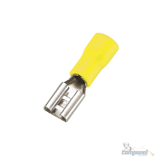 Terminal Femea 6.5mm Amarelo Pacote Com 5 Unidades